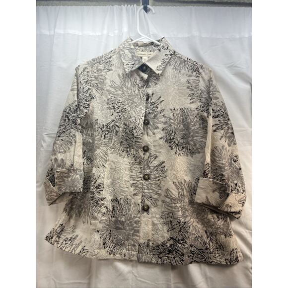 Coldwater Creek Floral Women's Button Down Collard Top Shirt Small Petite - Picture 1 of 9